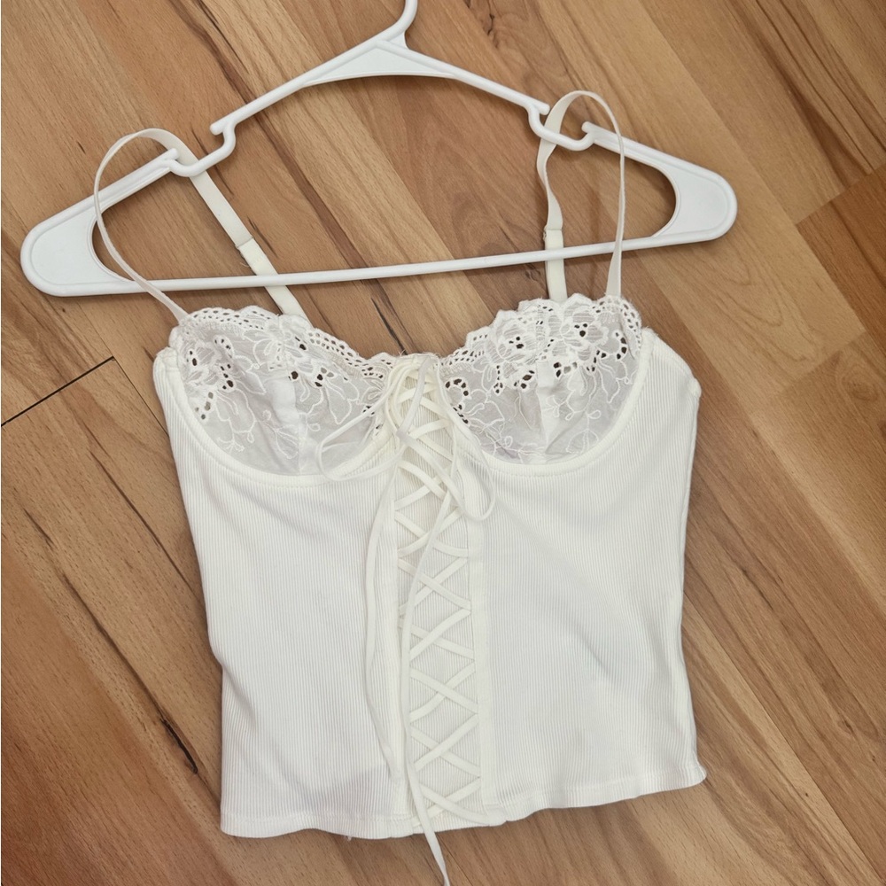 Elegant White Lace-Up Women's Top